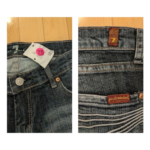 7 For All Mankind Cropped Dark Wash Denim - Picture 7 of 7